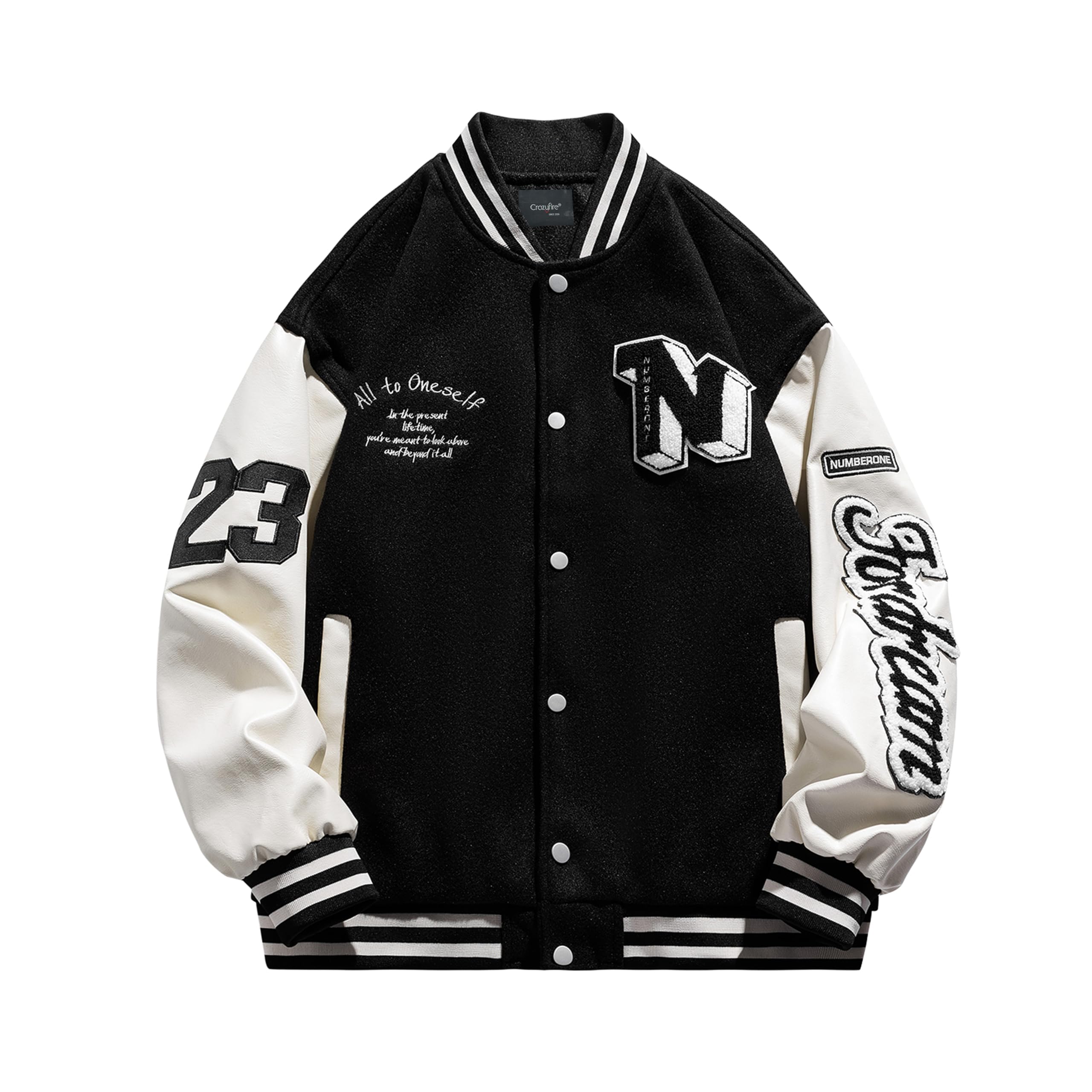 Mens Varsity Letterman Jackets: Vintage Streetwear Baseball Bomber Jacket for Men Women Casual Leather Sleeves Coat