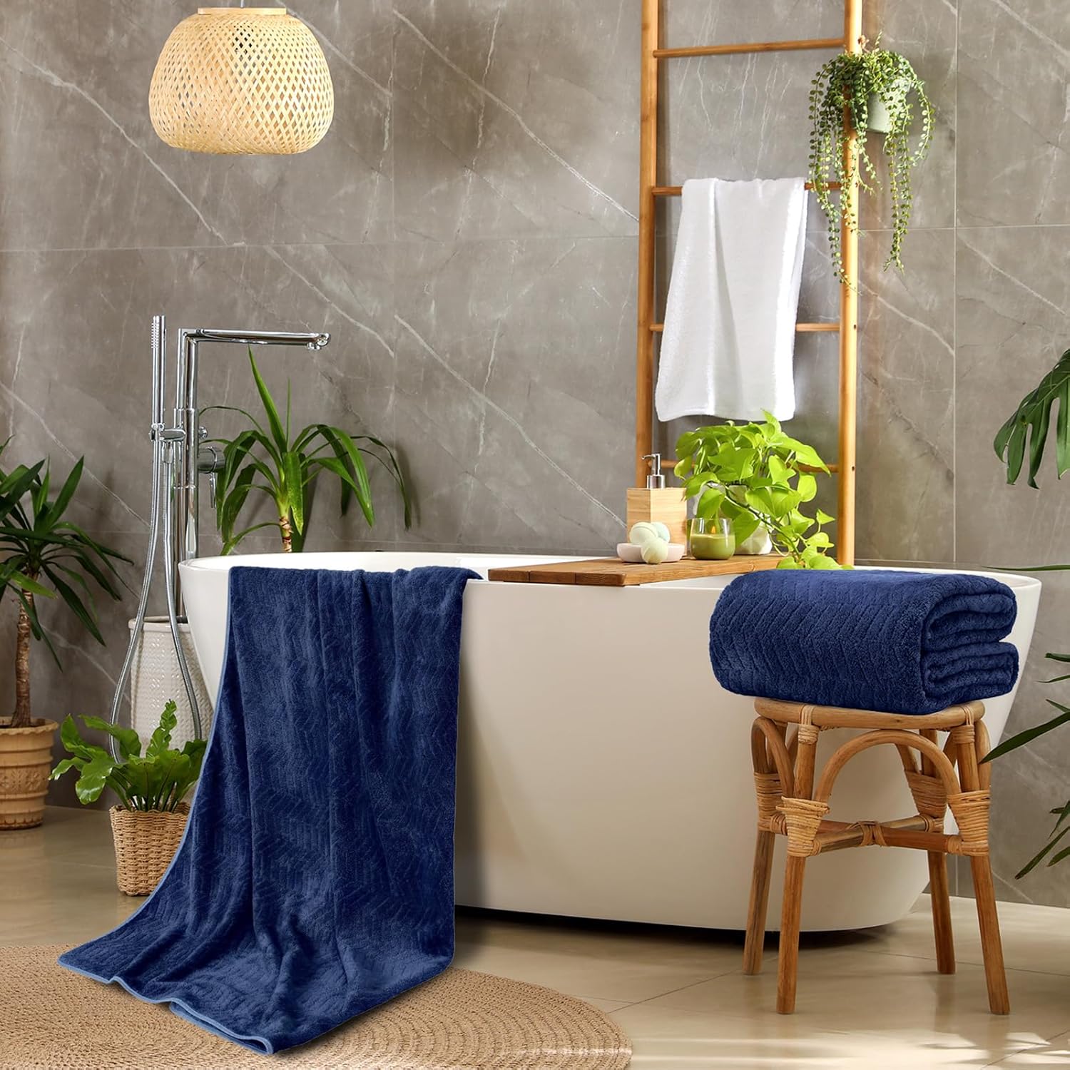 4 Pack Bath Sheets 40 x 80 Inch Oversized Jumbo Extra Large Towels Quick Dry Coral Fleece Absorbent Soft Lightweight XL Shower Towels for Home Gym Travel Beach Spa Pool Hotel (Navy)