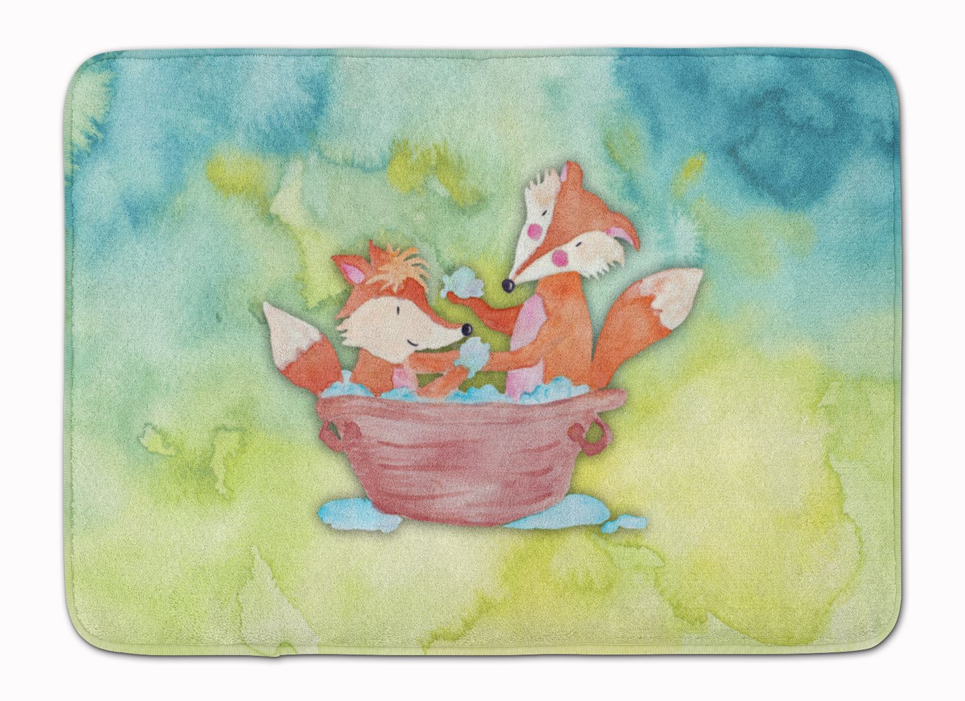 Tapis de sol renards bain aquarelle multicolore 48x68 cm