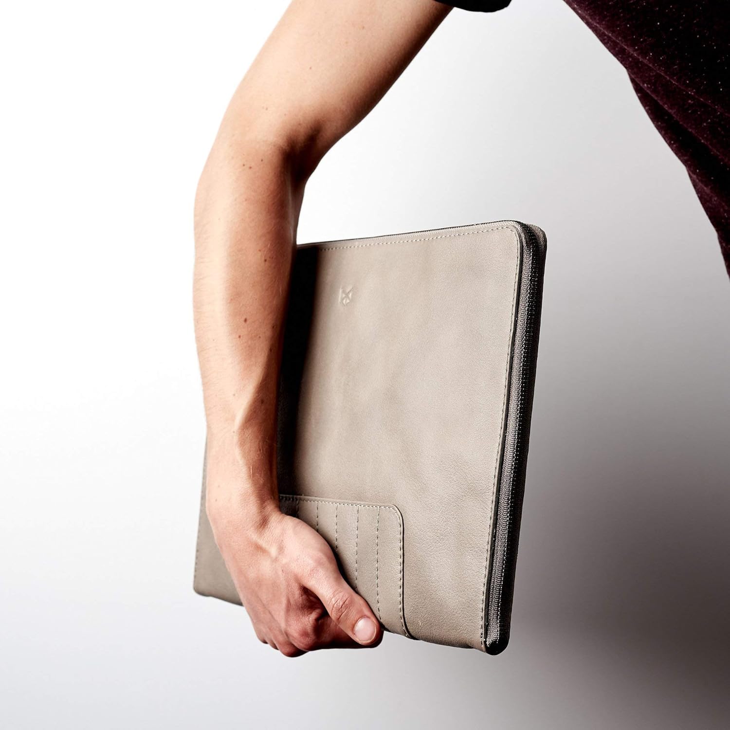 Capra Leather Laptop Tablet Bag Men, Grey Document Holder Portfolio, Business Case Folder Organizer, Medium Work Folio Sleeve, Workbag Office Organizer. Mens Gifts