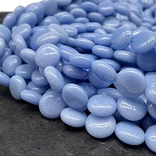 ABCGEMS Glow-in-Dark Mexican Blue Aragonite Beads (AKA Cave Calcite- Extremely Rare) Crystal Chakra Stone Ideal for Bracelet Necklace Ring DIY Jewelry Making Smooth Coin 12mm