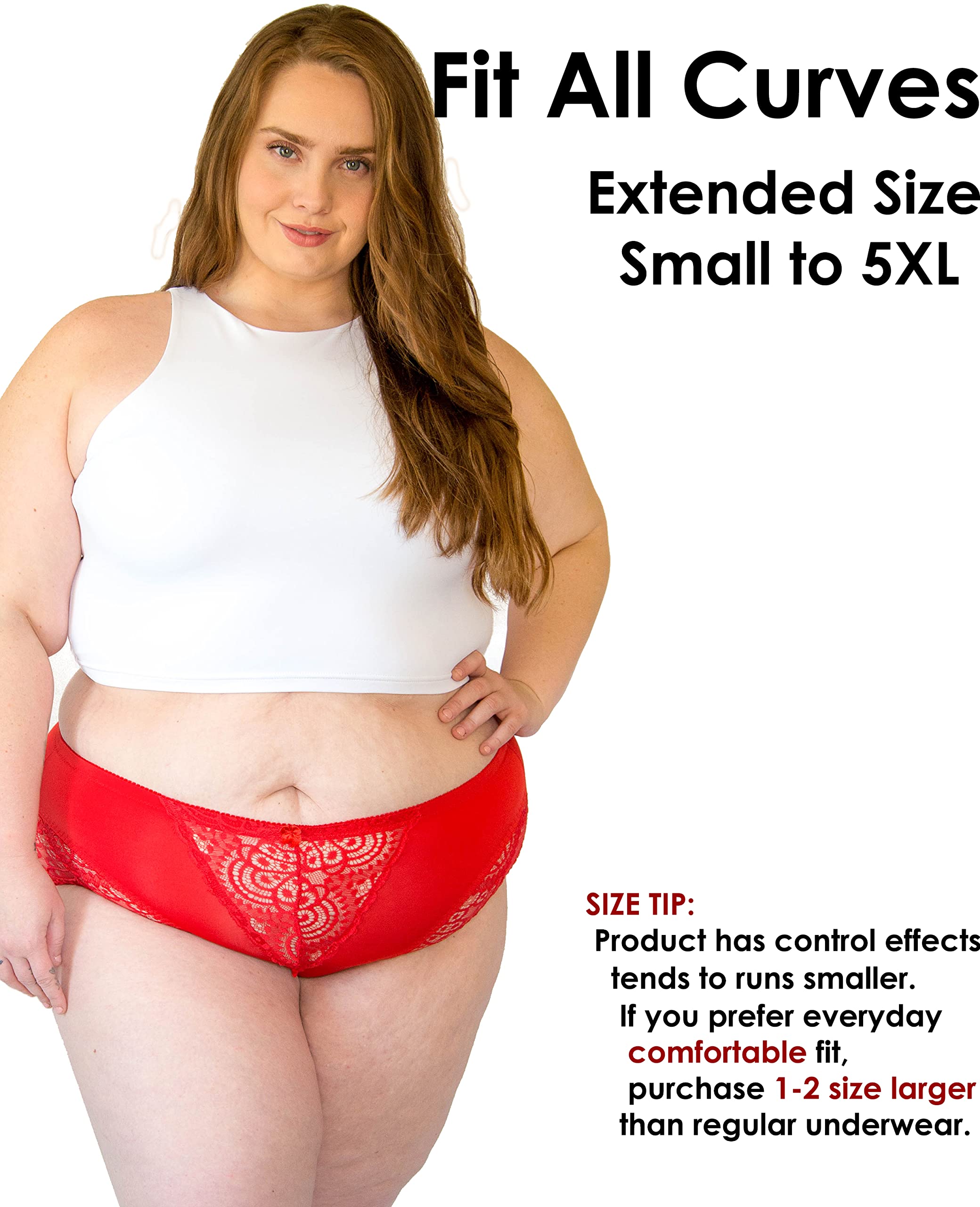 Ropa interior sexy para mujer, bragas de encaje con control de barriga, talla S-Plus