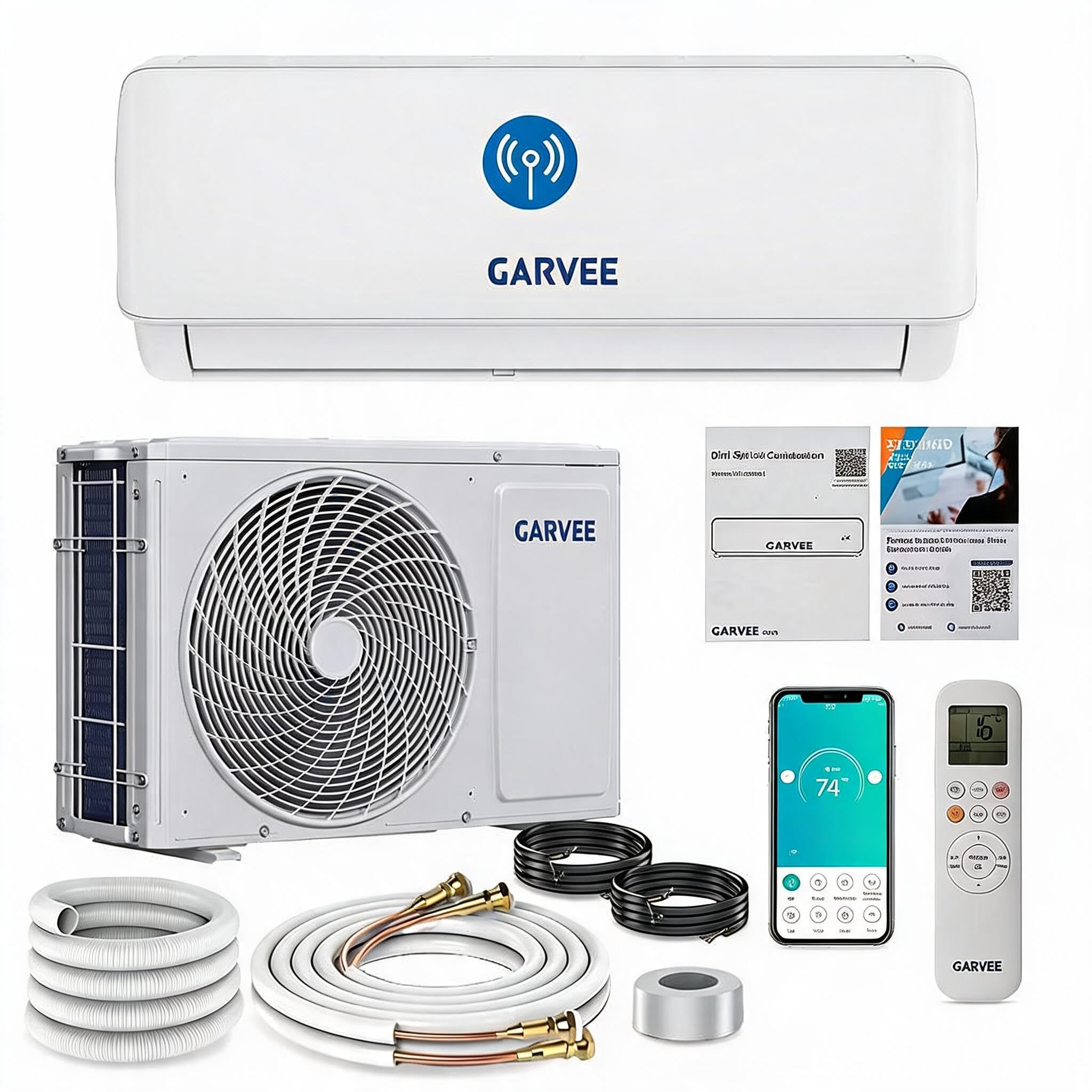 Split Klimaanlage 24000 BTU Klimagerät mit Abluftschlauch Inverter WLAN Smart App Steuerung Kühlen & Heizen für bis 1150 qft Wohnzimmer Haushalt Klimagerät für zuhause