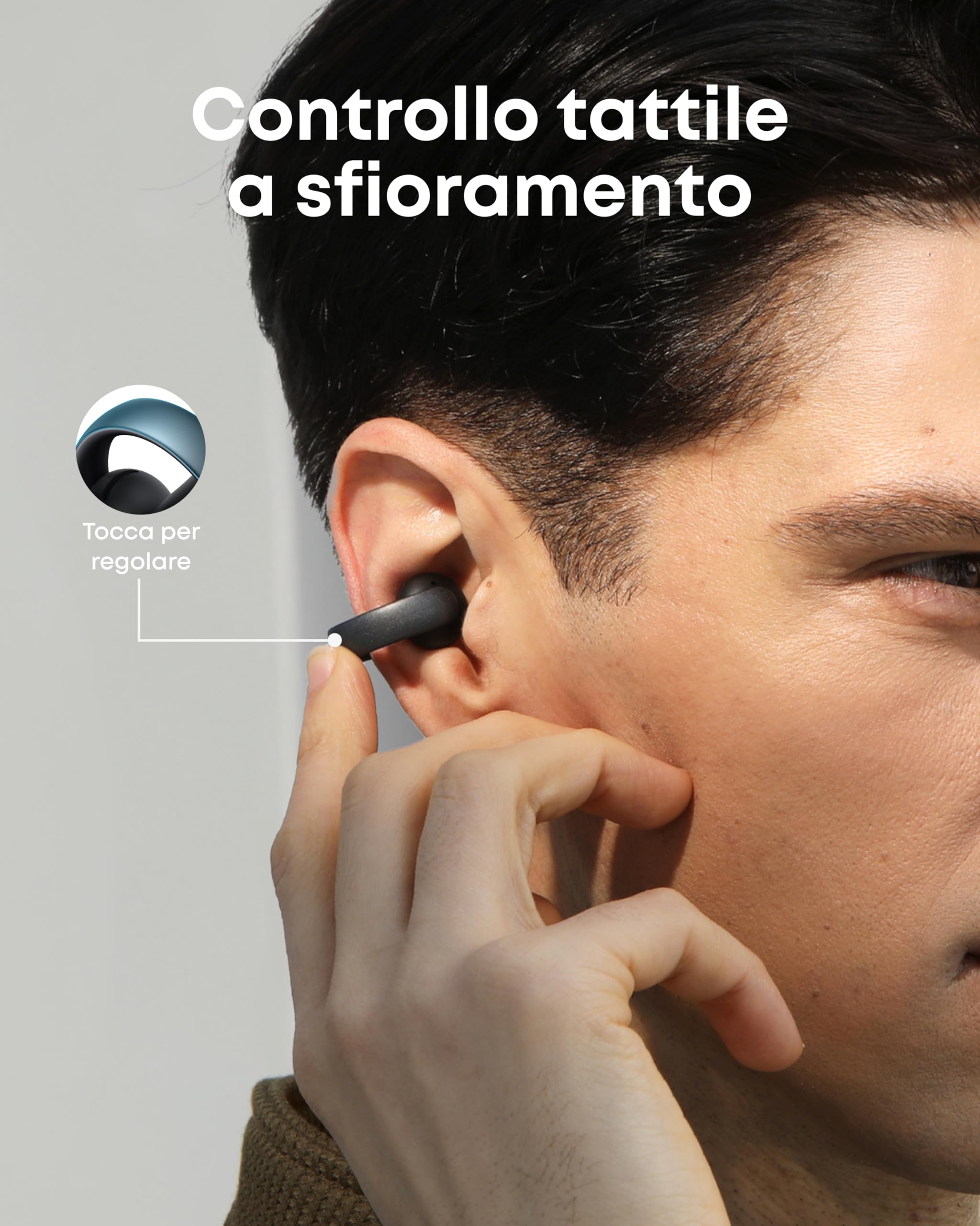 soundcore AeroClip by Anker, Auricolari Open-Ear, Cuffie Clip-On, Comfort Adattivo, Chiamate Chiare con 4 Microfoni e AI, Adattamento Stabile, Driver da 12mm per Suono Nitido, Design a Anello Aperto