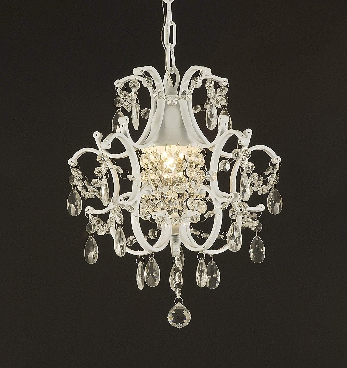 Jac D'Lights J10-592/1 Wrought Iron Crystal Chandelier, 14x11x1-Inch, White