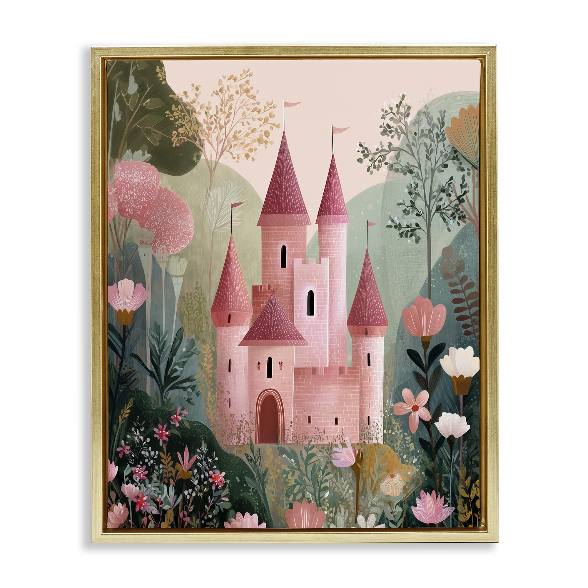 Stupell Industries 'Castle For A Princess', Floating Frame Canvas Art, Gold, 25 x 31 Inches, Easy to Hang and Sturdy, Made in USA, by Christine Simpson Art