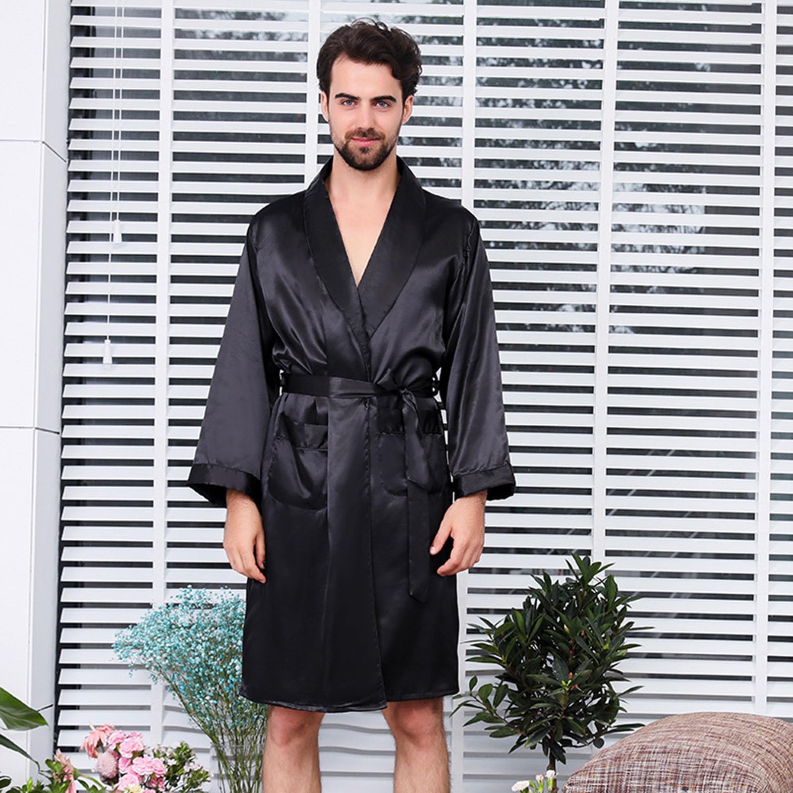 Générique 2026 Kimono Homme en Soie Luxueux Peignoir Longue pour Nuit et Détente Confortable Élégant