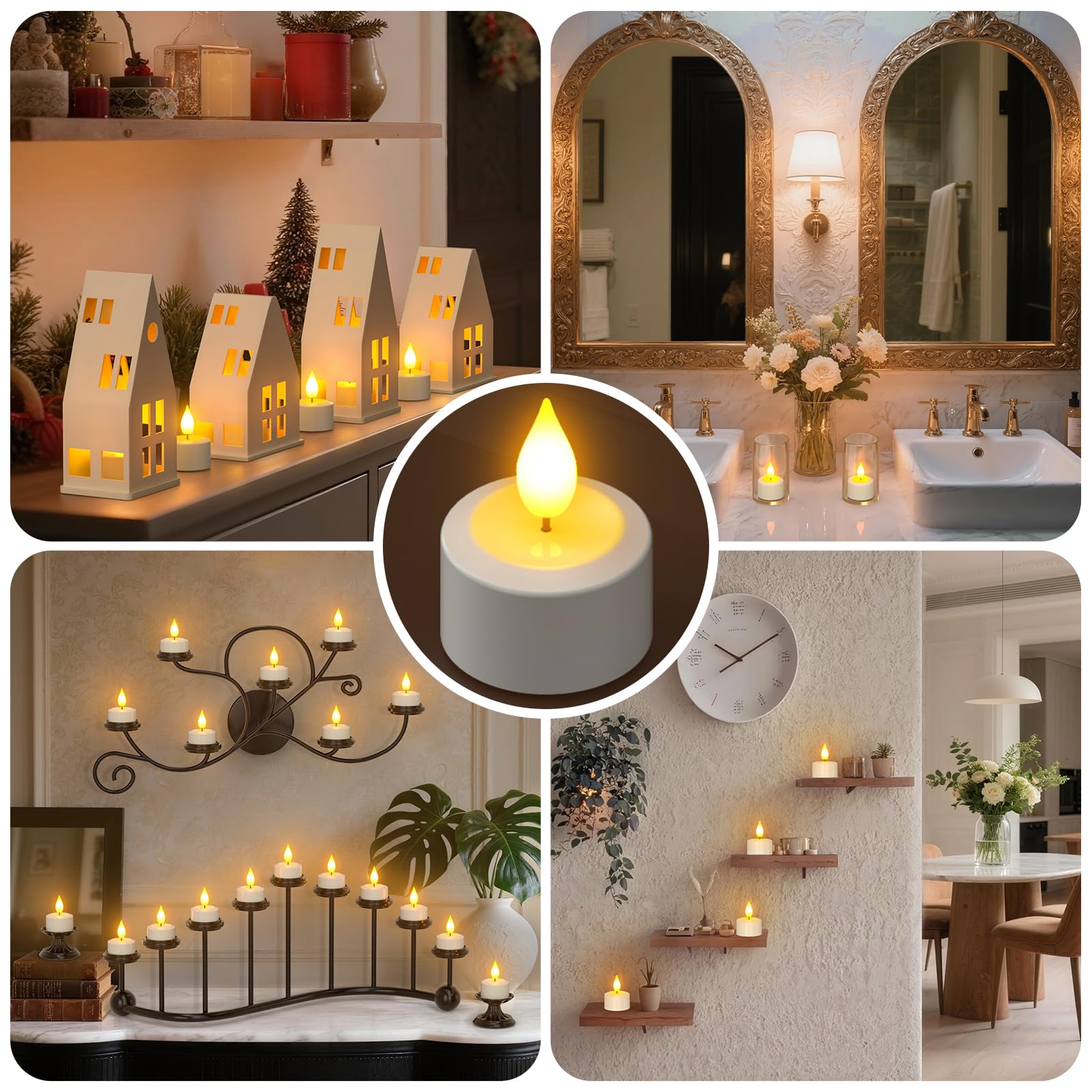 PChero Ricaricabili Tea Light Candele Led con Telecomando, 12 Pezzi Mini Candele Tealight Luci a Led Batteria Natalizie Decorative Finte Elettriche Effetto Reale Per Halloween Natale Decorazioni Casa