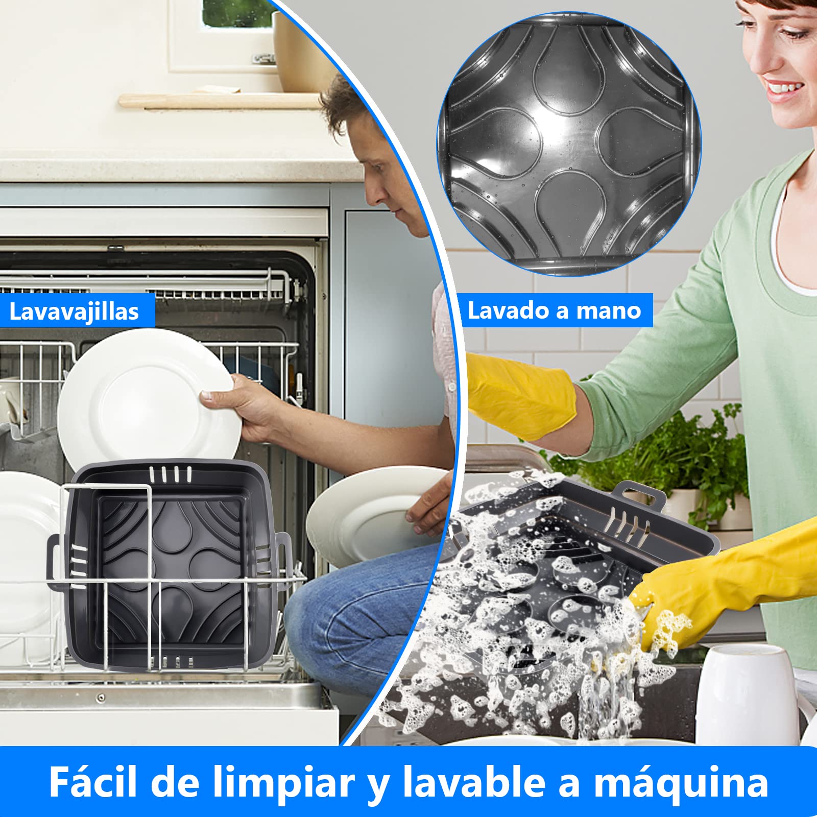 Molde De Silicona Para Air Fryer 22 Cm | 2 Piezas Sin BPA, Resistente A 230°C, Fácil Limpieza, Para Cosori, Ninja...