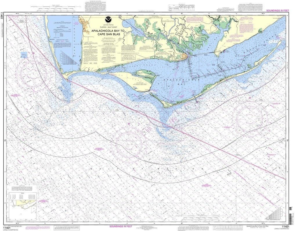 11401Apalachicola Bay to Cape San Blas Fishing Charts