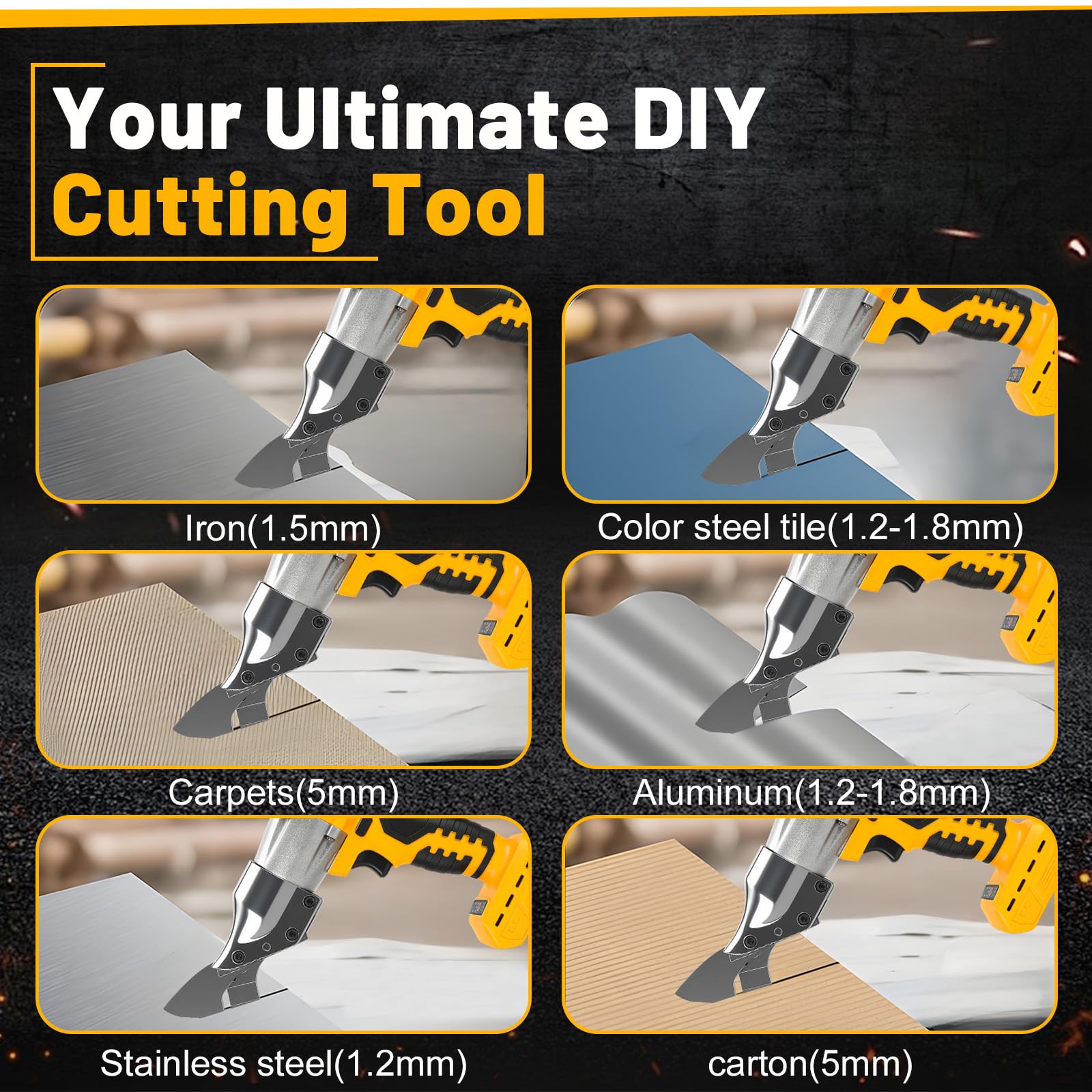 Cesoie per Lamiera senza fili compatibili con Dewalt 18 V 20 V batteria, testa rotante a 360 gradi max. 2 mm, Forbici Elettriche senza spazzole per lamiere, PVC (senza batteria)