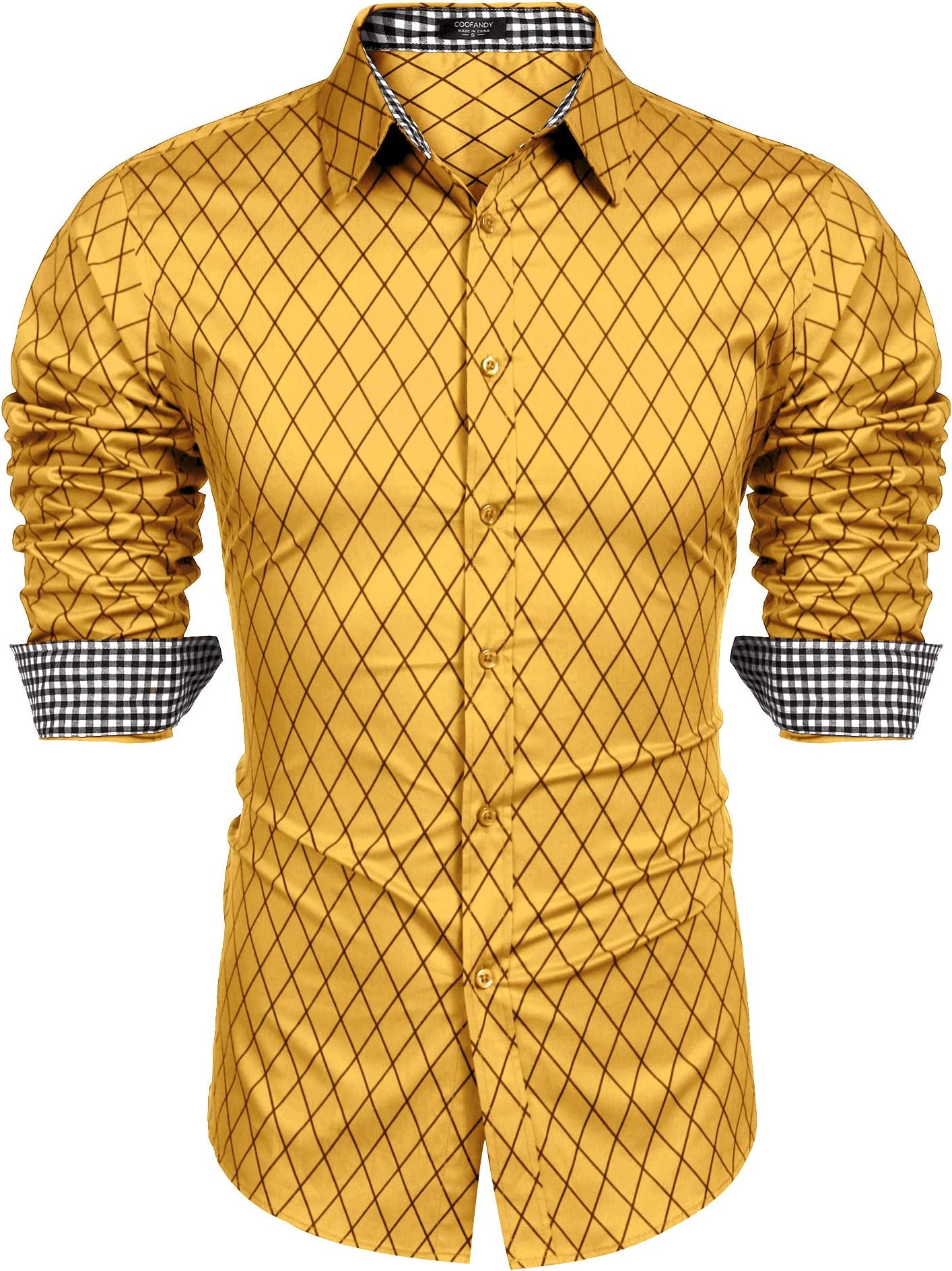 COOFANDYMen's Business Dress Shirt Long Sleeve Slim Fit Casual Button Down Shirt