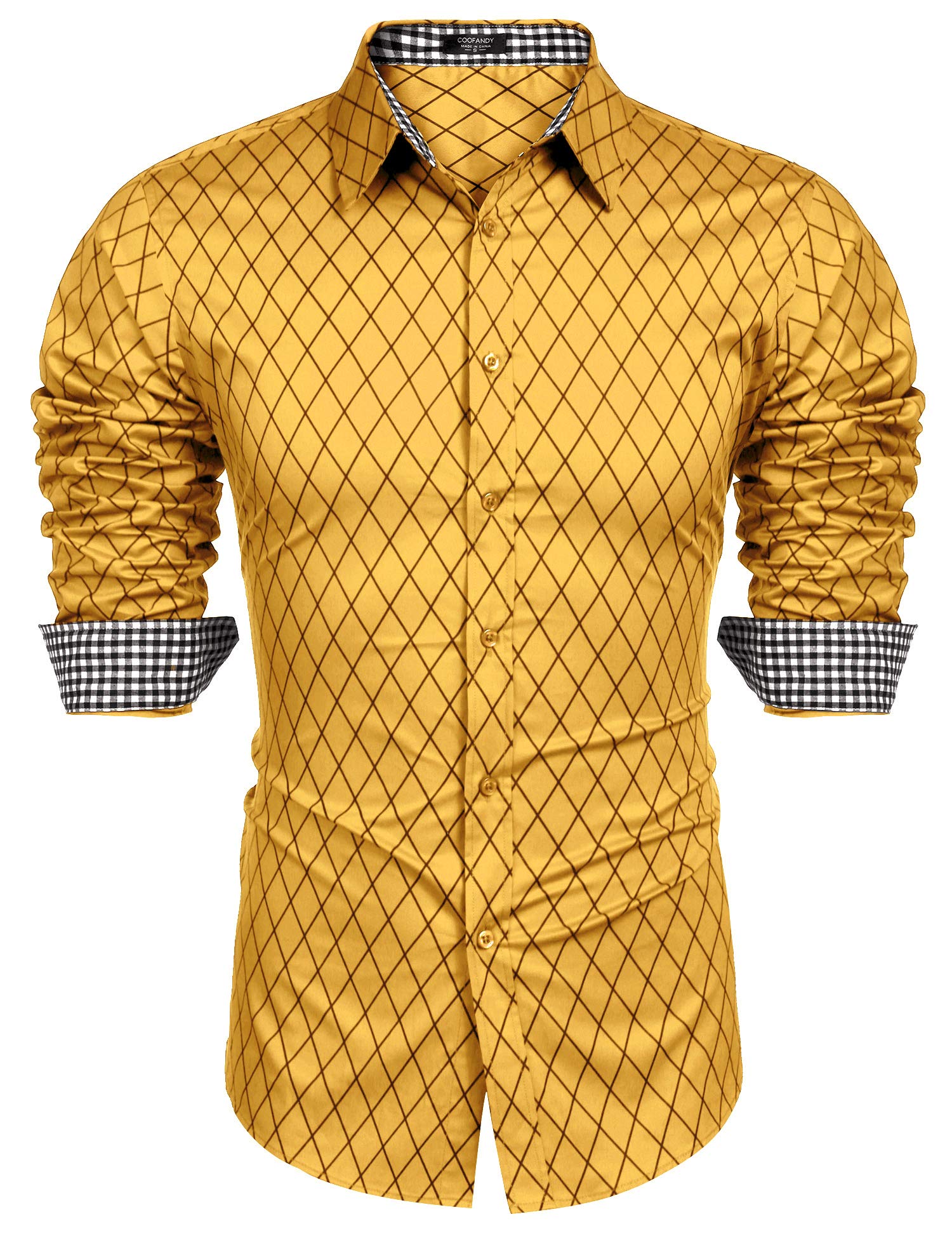 COOFANDYMen's Business Dress Shirt Long Sleeve Slim Fit Casual Button Down Shirt