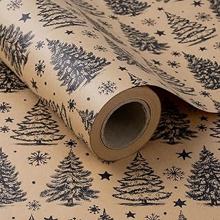 RUSPEPA Christmas Wrapping Paper, Jumbo Roll Kraft Paper - Black Christm...