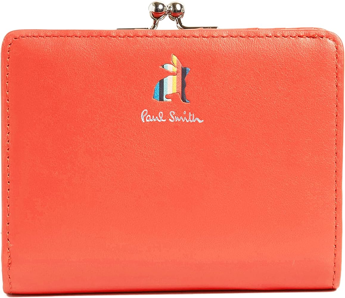 新品★ポールスミス★マーケトリーストライプラビットがま口二つ折り財布★コーラル Paul Smith ポールスミス 折財布 マーケトリーストライプ