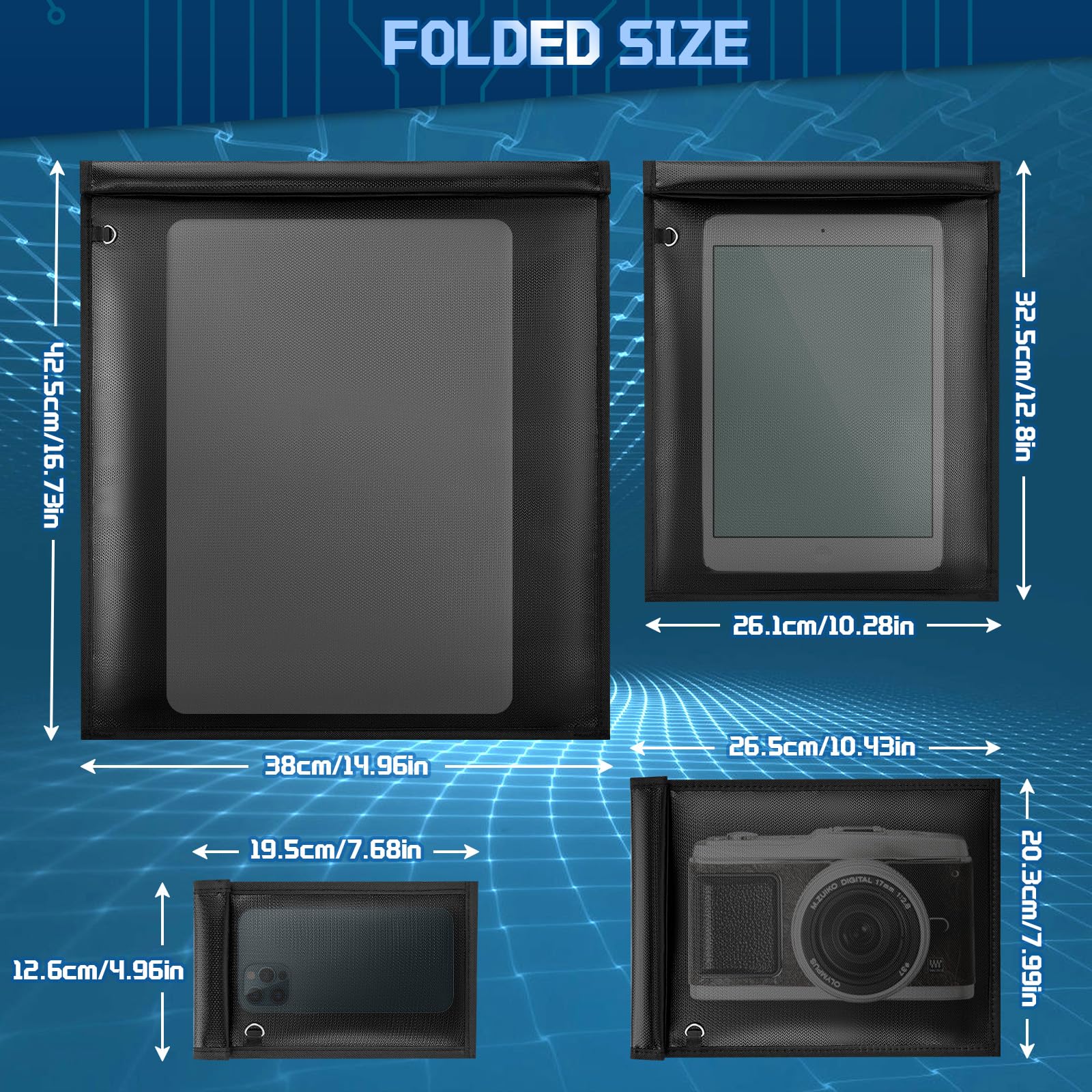 Bolsa Faraday,4 Piezas Faraday Bag Protectora EMP para TeléFonos MóViles,Ordenadores PortáTiles,Tabletas,Llaves de Coche,Gran Bolsa de Blindaje de SeñAl,ProteccióN EMP Impermeable e IgníFuga