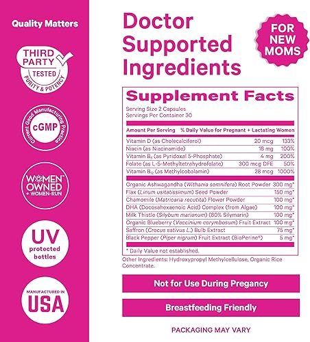 Miniatura 7 de Pink Stork New Mom Necessities Bundle Vitamina posnatal con DHA y ácido fólico, probiótico de lactancia para suministro de leche materna + apoyo