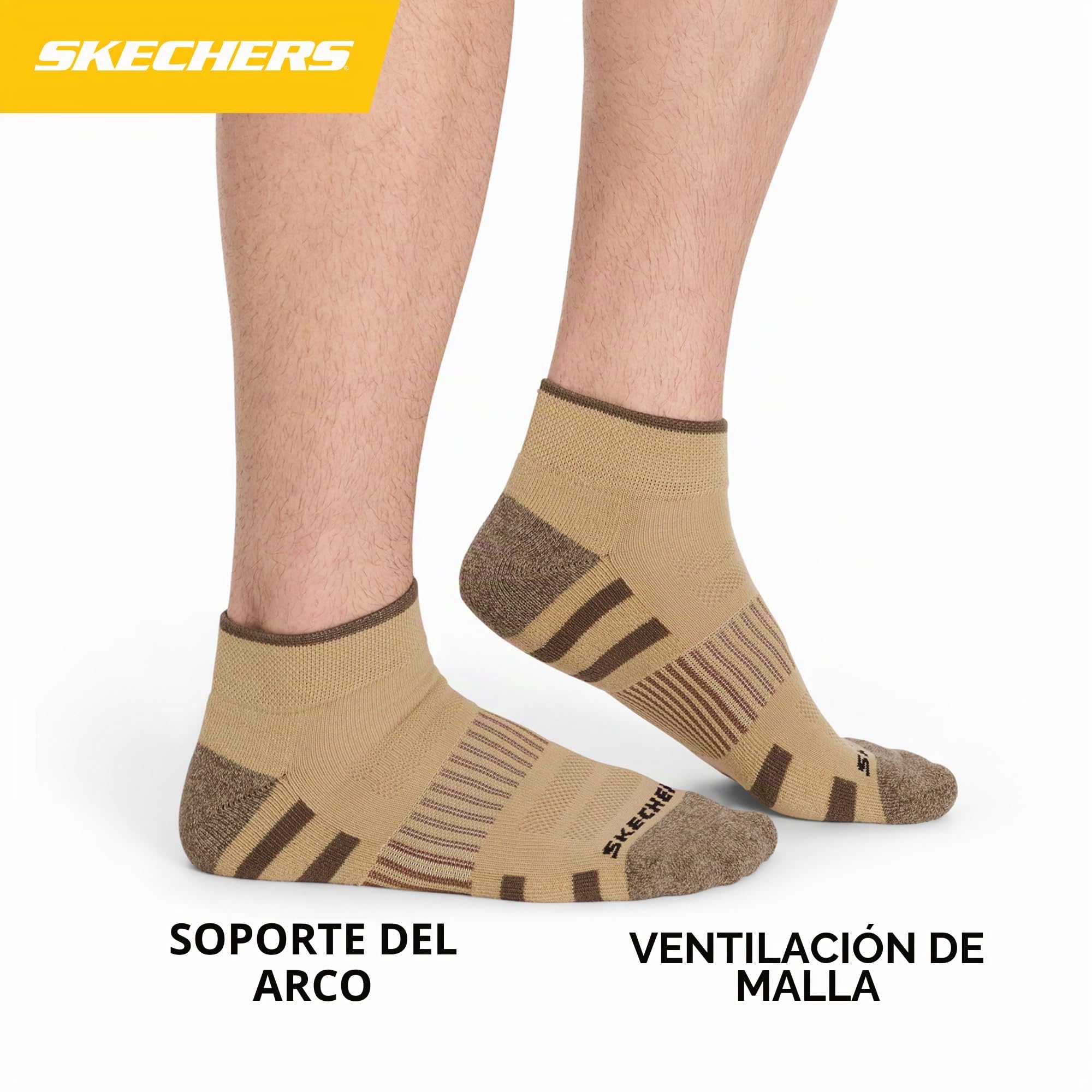 Skechers 8-pack Work Collection Quarter Crew Socks, Extended Cushion & Mesh Ventilation Calcetines Hombre