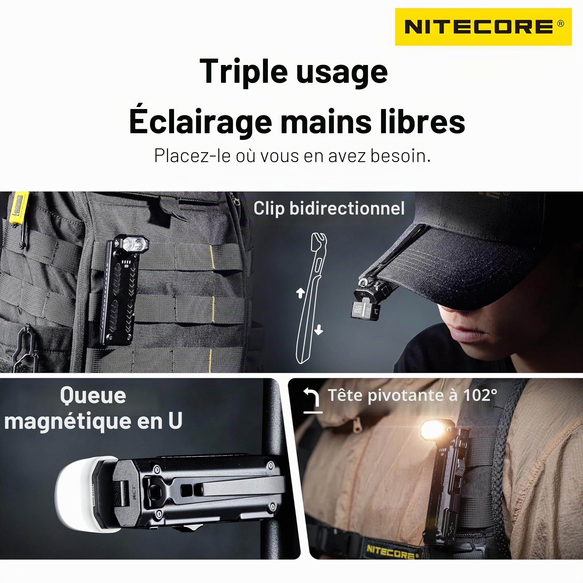 Nitecore EDC09 High CRl Trois Températures de Couleur Angle Réglable EDC Lampe de Poche