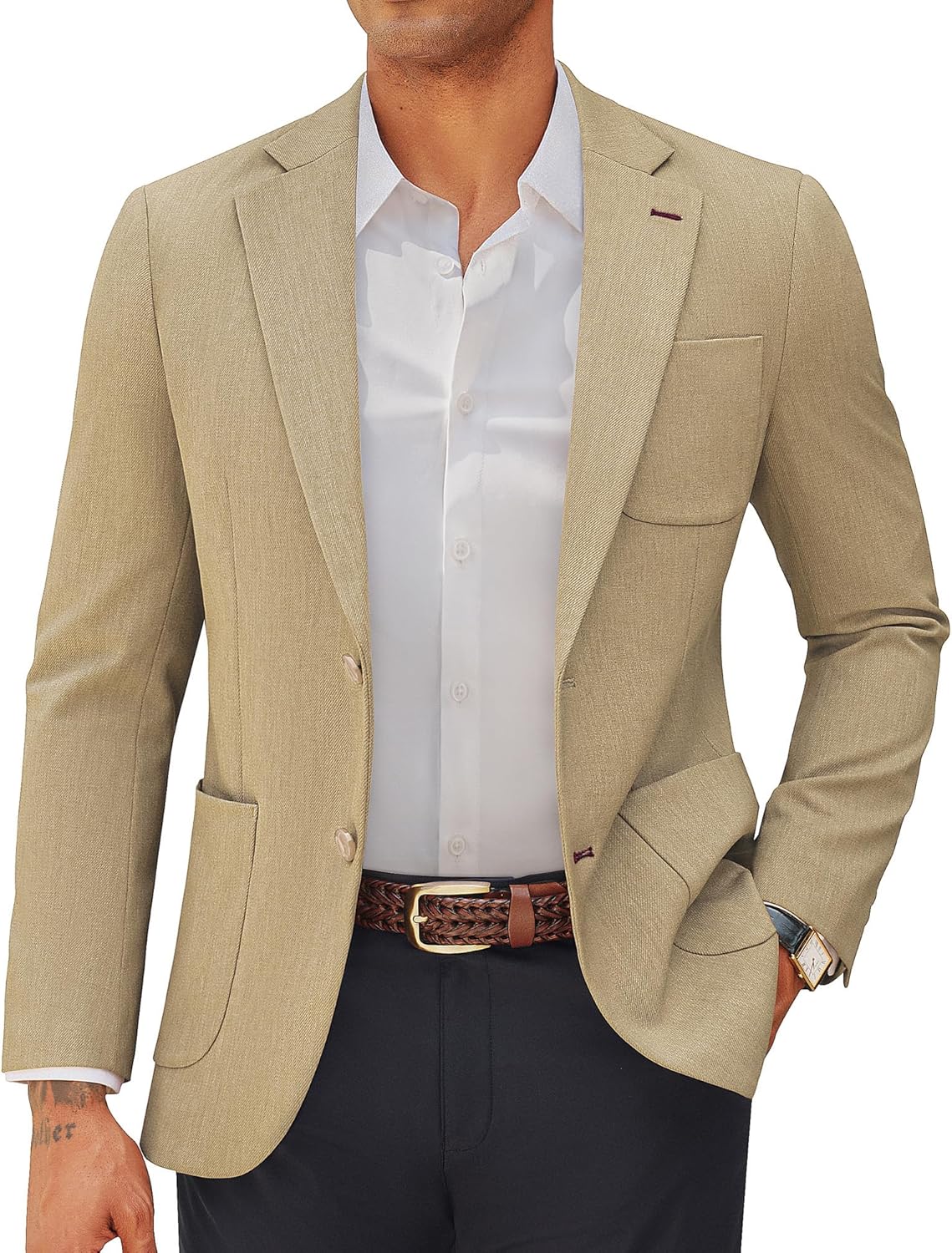 PJ PAUL JONES Mens Blazer Casual Two Button Sport Coats Notched Lapel Solid Suit Jackets