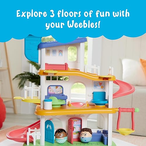Miniatura 2 de Playskool Weebles My Smart House - Juguete preescolar Weeble Wobble para niños pequeños, altavoz inteligente con sonidos + canciones, 3 pisos de