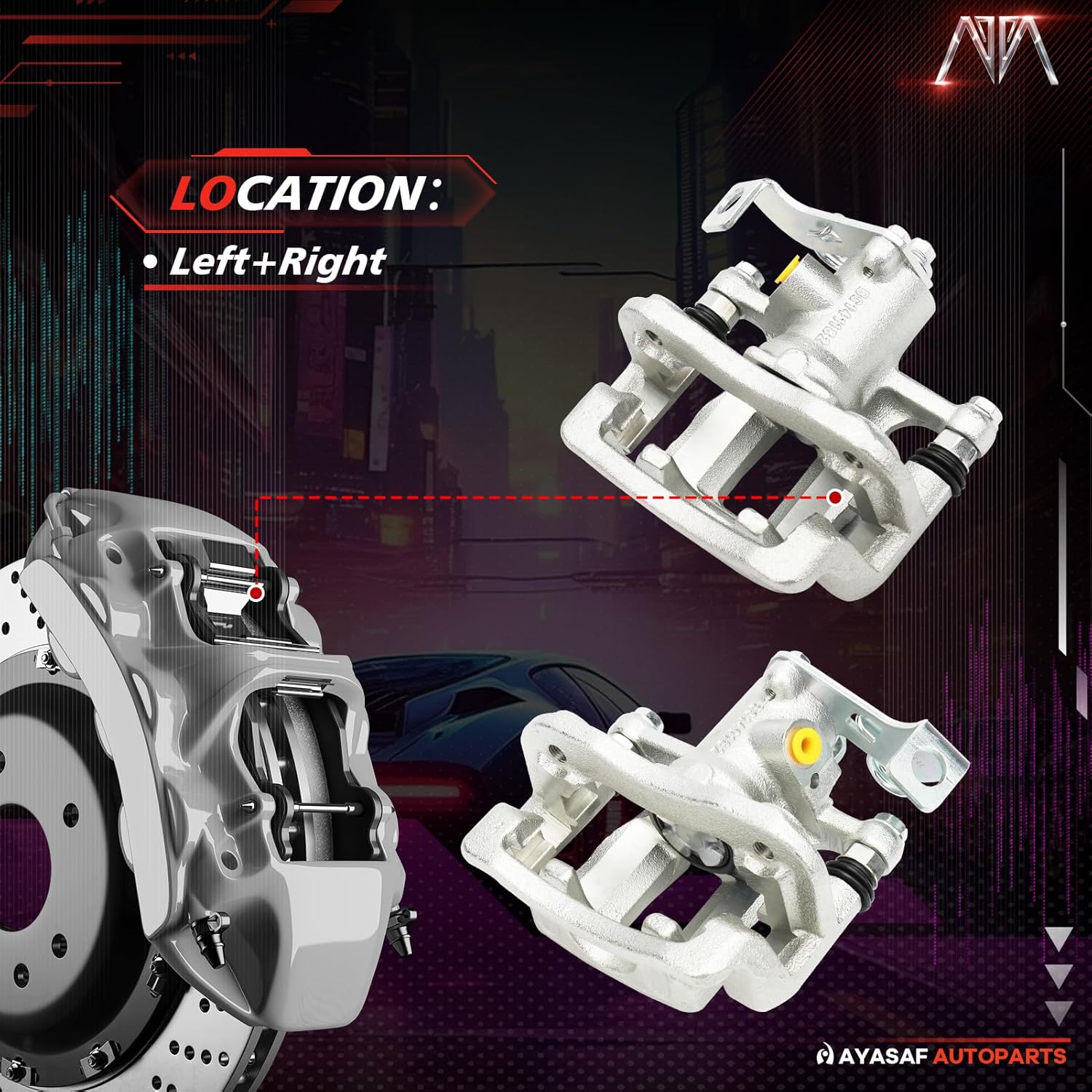 MAYASAF 19B6792+19B6793 Rear Disc Brake Caliper Left+Right Caliper w/o Pads Fit for Dodge Attitude 2012 2013 2014, for Hyundai Accent 2012 2013 2014 2015 2016 2017