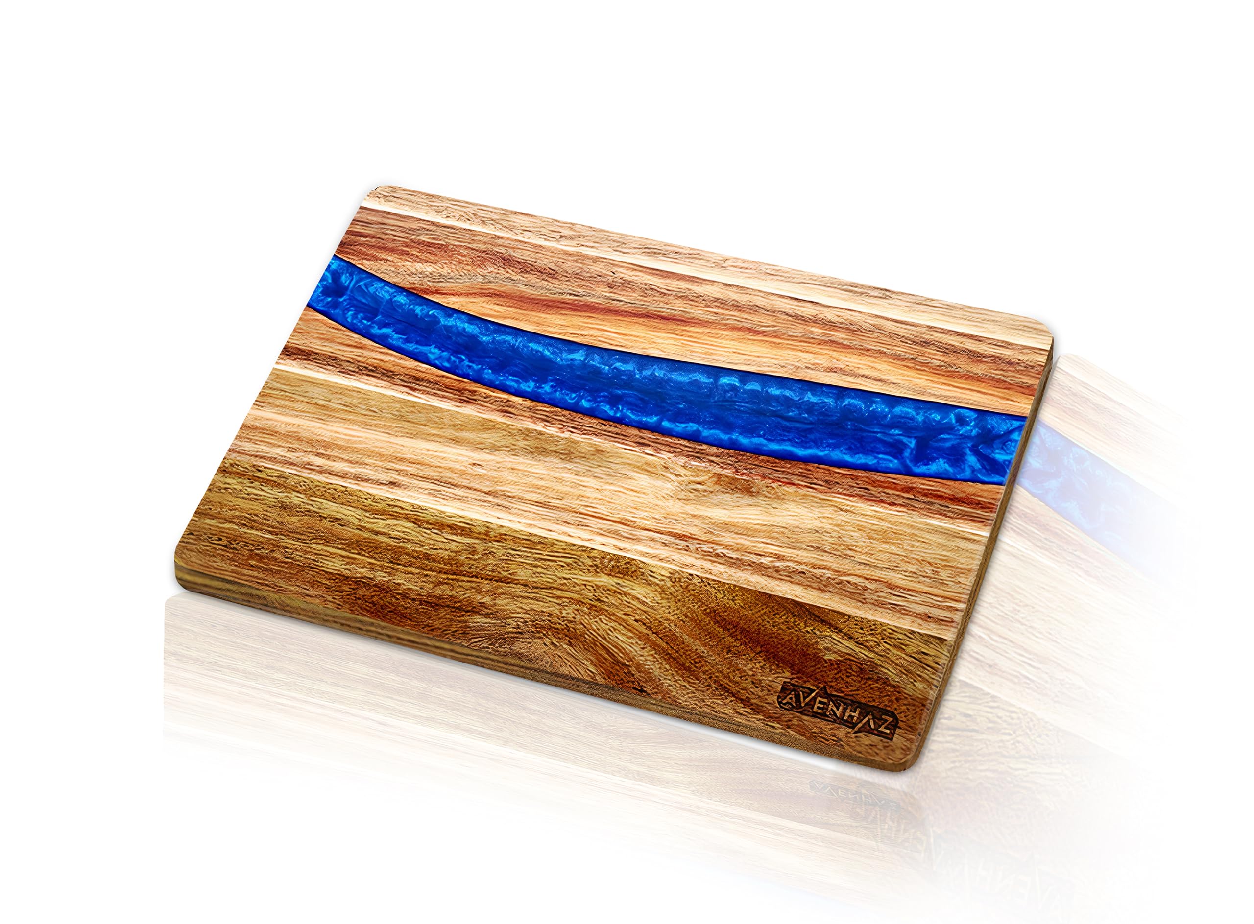 Premium Acacia Wood Cutting Board - Large with Blue Epoxy Resin Design, Easy Clean, for Meat Vegetables, Cheese & Serving Tray Use - Image 2