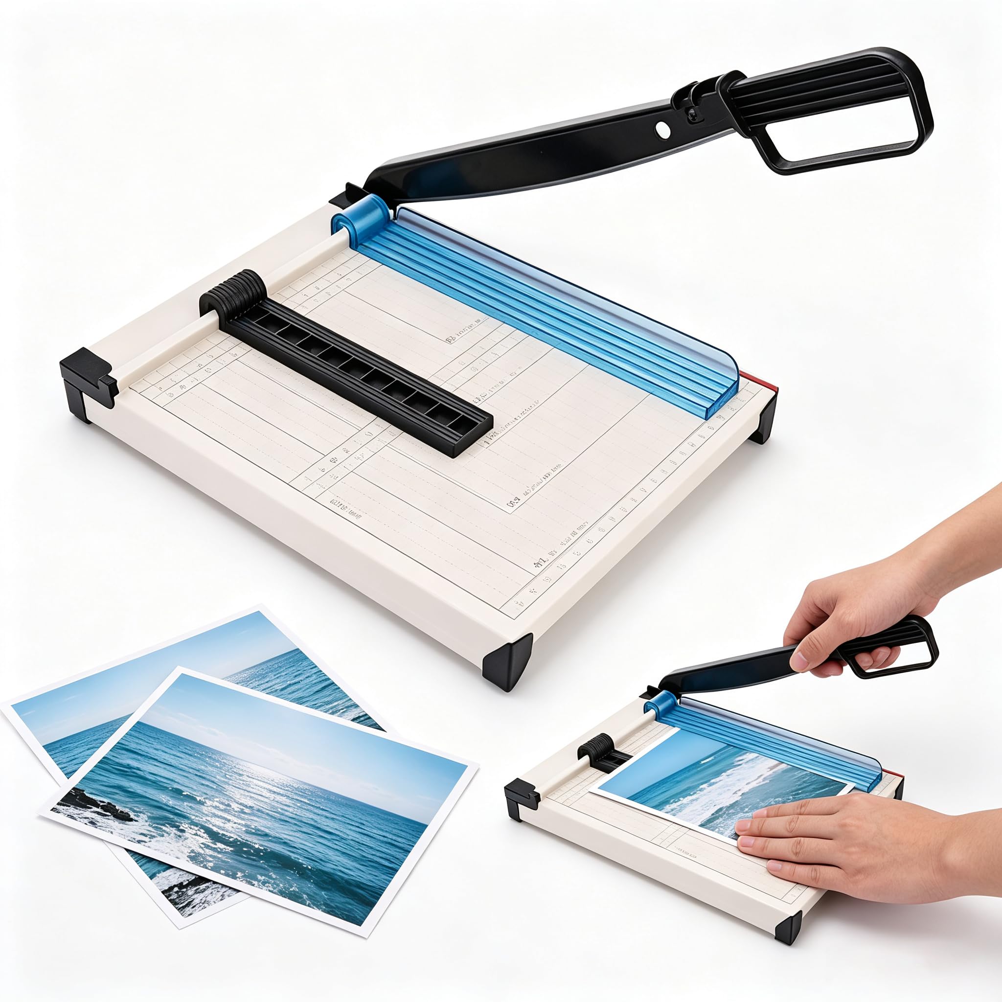 Taglierina per carta con Dispositivo di Protezione, Taglierina per carta a4, Capacità 15 fogli, Taglierina Manuale Professionale, taglierina a ghigliottina di precisione per carta, carte, foto