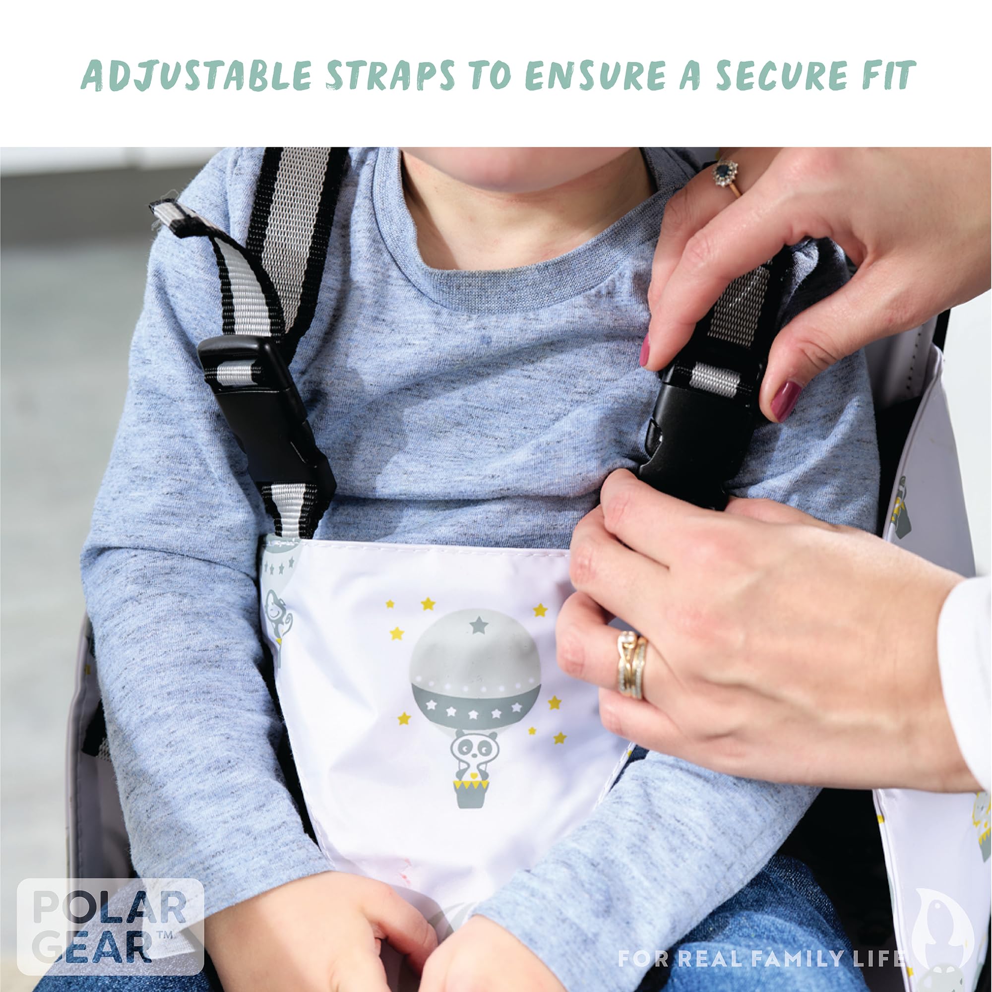 Telesilla Polar Gear Safari con respaldo para niños pequeños de entre 1 y 3 años, práctico y ligero y equipado con un bolsillo para manteles individuales.