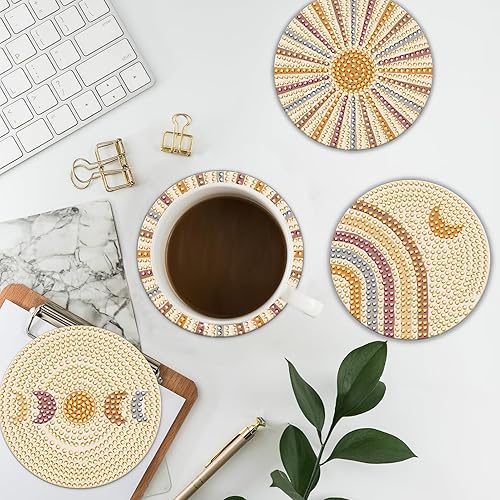 Miniatura 5 de 6 posavasos de diamantes bohemios para pintura, posavasos de arte de diamantes bohemios, posavasos de pintura de arte de diamante para bebidas, mesa