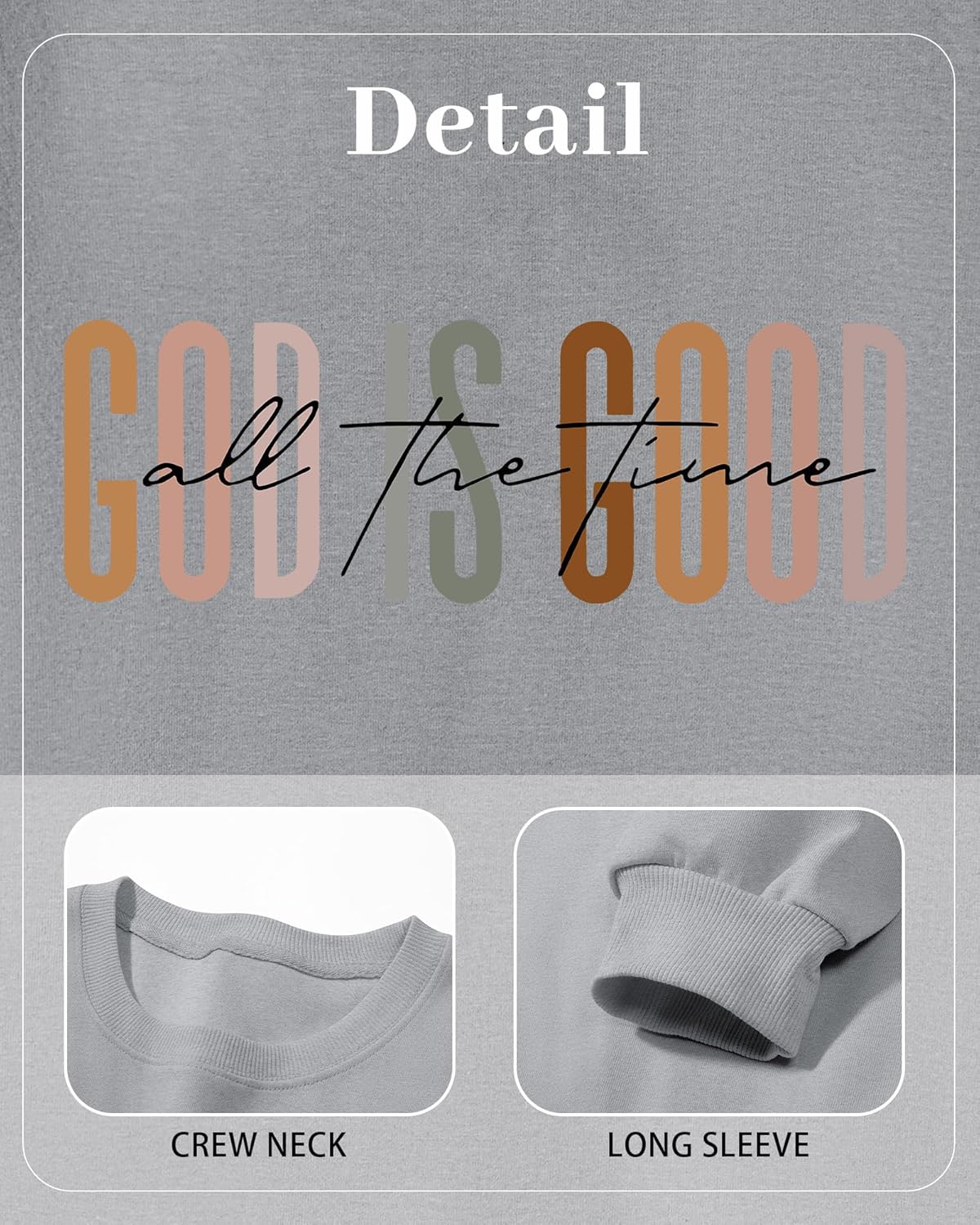 KIEKIECOO God is Good Sweatshirts for Women Christian Faith Sweatshirt Bible Verse Religious Long Sleeve Shirts Pullover - Image 6