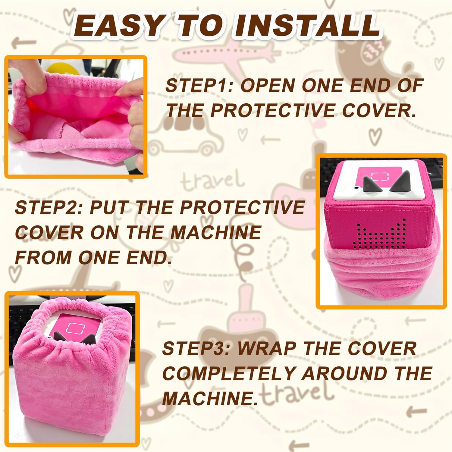 Plush Cover for Toniebox/Toniebox 2 Audio Player Starter Set, Protective Sleeve Case Compatible with Tonie Box, Story Telling Toys Accessory (Case Only) (Pink) - Image 5