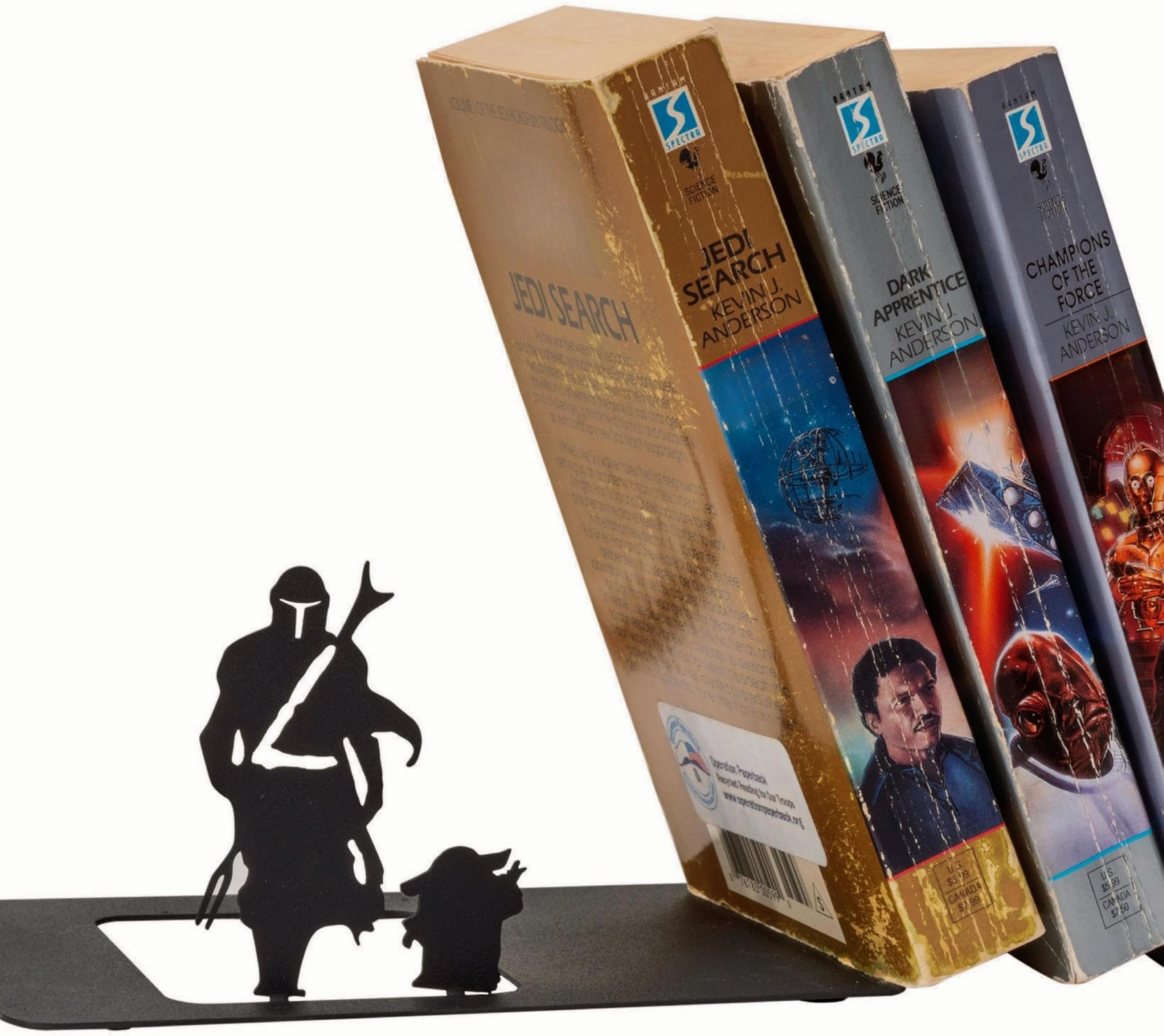 Renovatio Black Metal Bookend – Cute, Unique, Geeky Decor for Home, Office & Kids Room – Heavy Duty, Non-Slip Minimalist Bookends for Shelves – Mercenary & Baby