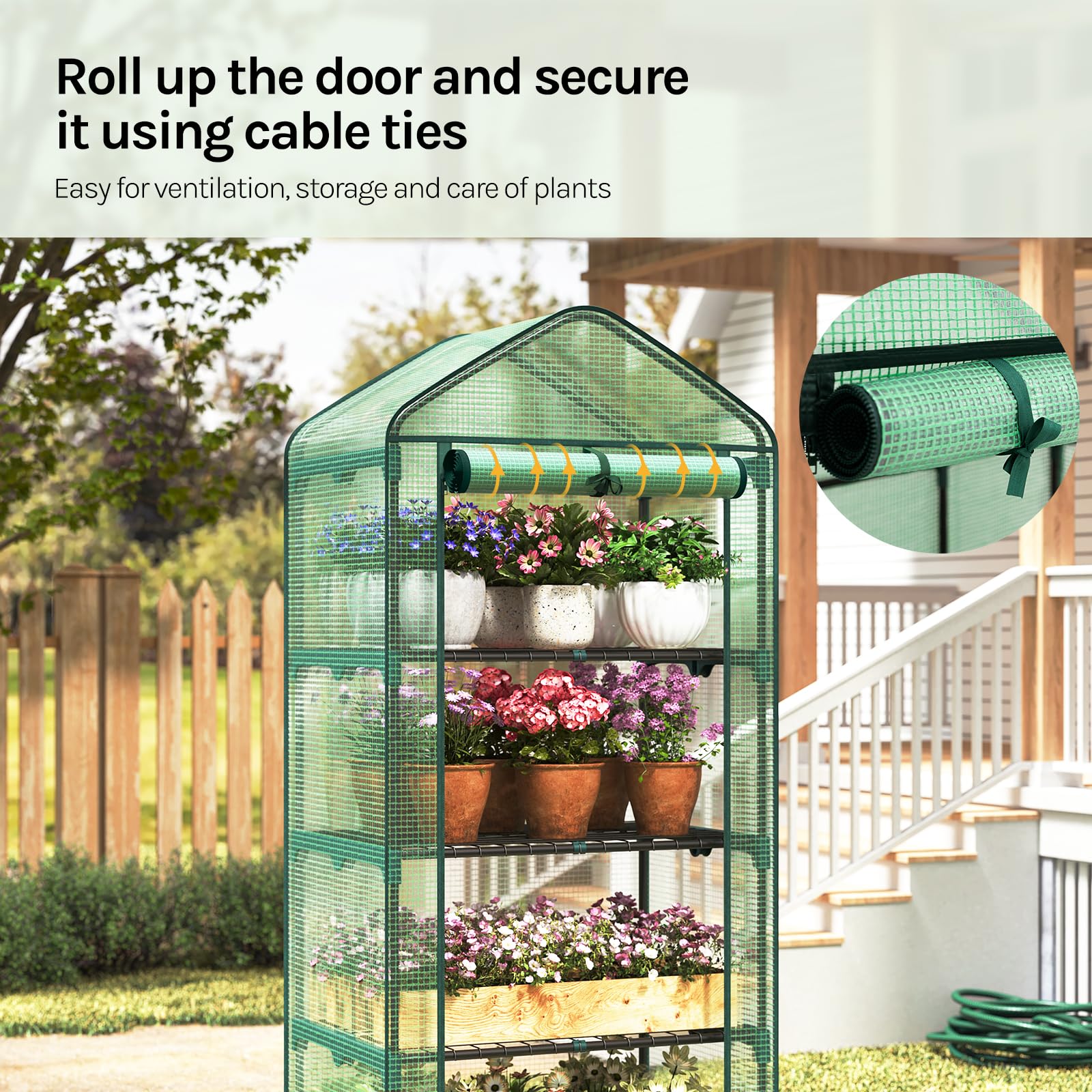 KANWOD Greenhouse Garden with 4 Shelves - Tomato Greenhouse - Film Greenhouse Winter Resistant for Balcony, Patio, Garden, Easy to Assemble, Transparent - 158 x 68 x 50 cm