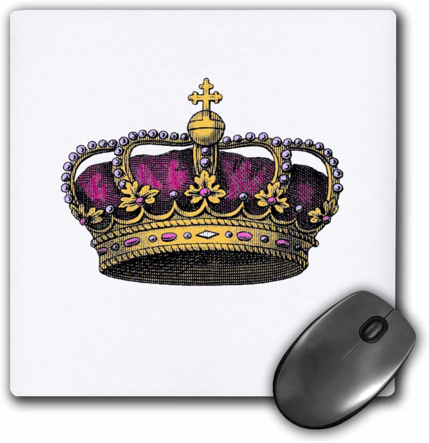 3dRose LLC 8 x 8 x 0.25 Inches Pink Girly Crown Royalty Mouse Pad (mp_151449_1)