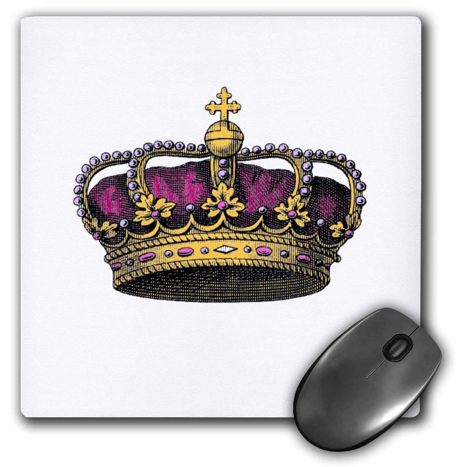 3dRose LLC 8 x 8 x 0.25 Inches Pink Girly Crown Royalty Mouse Pad (mp_151449_1)