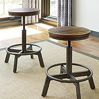 Vista 2 de Signature Design by Ashley Torjin Taburete industrial de 24 pulgadas de altura ajustable, 2 unidades, marrón