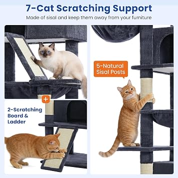 ABCPET 82 Tall Heavy-Duty Multi-Level Large Cat Tree Tower, Dark Grey