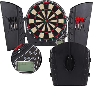 Arachnid Reactor Electronic Dartboard and Cabinet with LCD Display, Cricket Scoring Displays, 8-Player Scoring,Black
