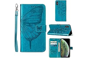 iPhone X/Xs Wallet Case - Embossed Floral Leather Kickstand