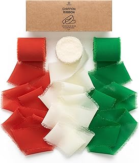 Vitalizart Christmas Handmade Chiffon Silk Ribbon Fringe 1.5