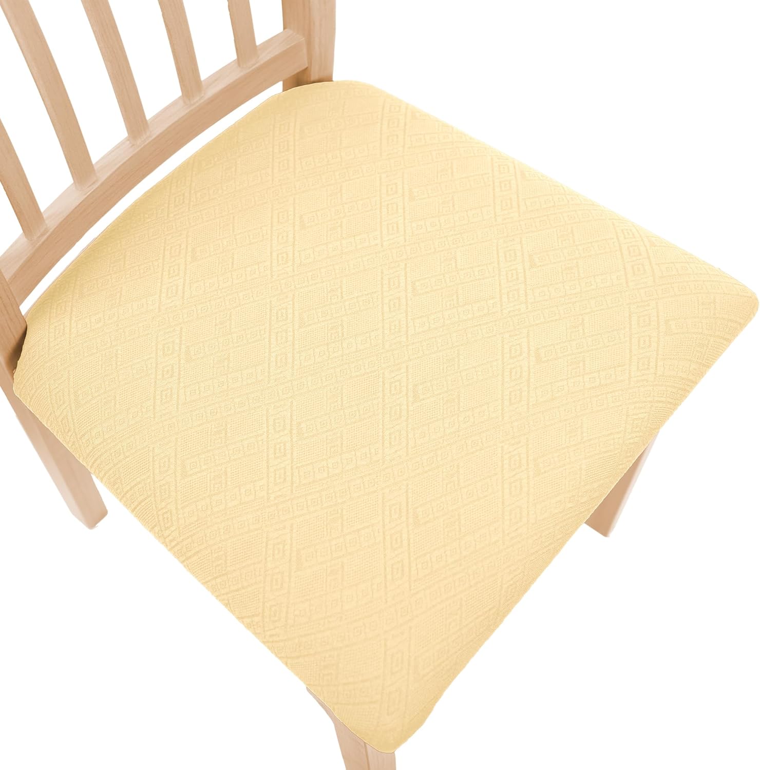 NORTHERN BROTHERS Dining Chair Seat Covers Set of 4, Stretch Jacquard Dining Chair Seat Covers, Beige Pattern 1 Set of 4 Beige Pattern 1