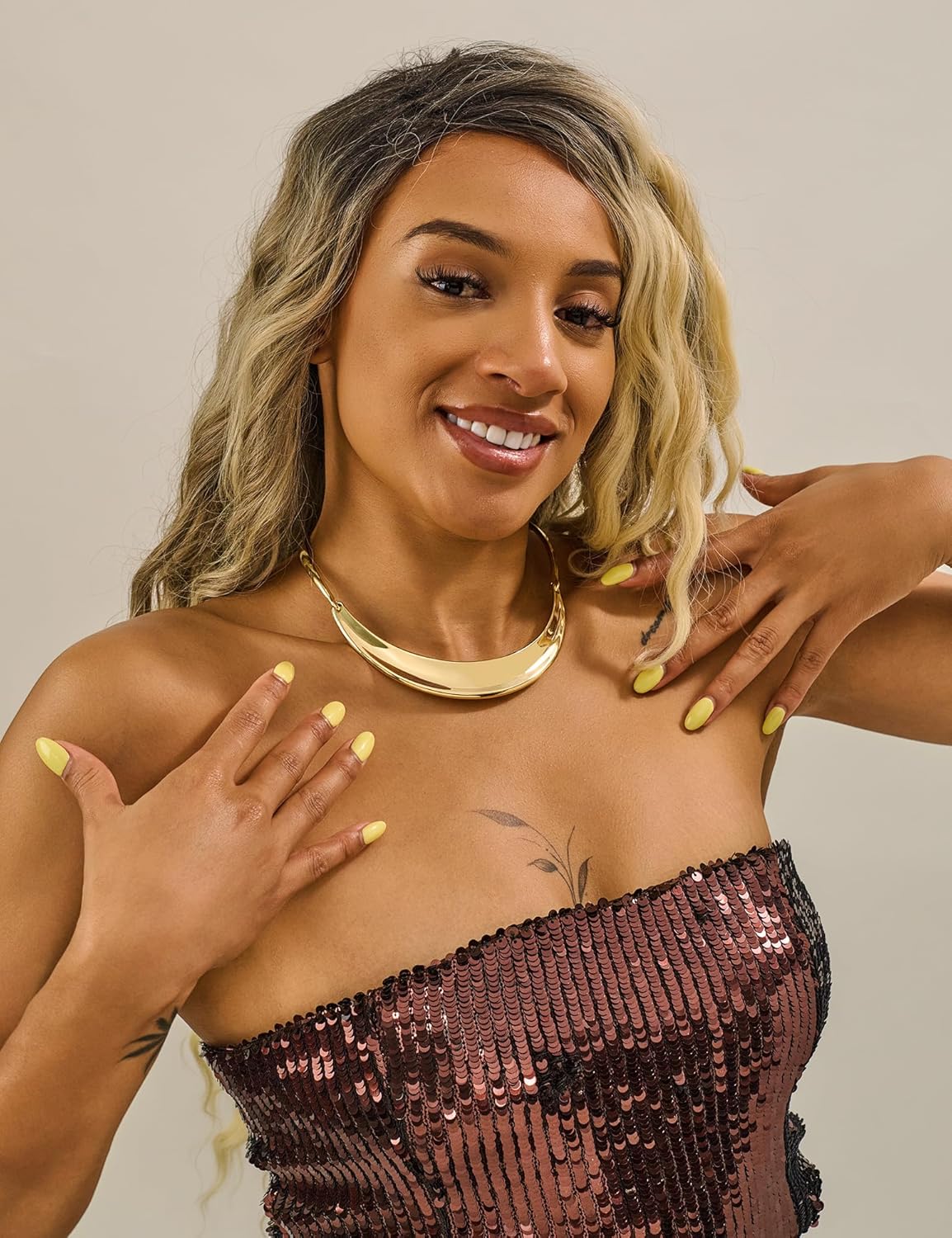 Chunky Gold Choker Collar Necklace for women Trendy Adjustable Gold Choker Necklace Statement Jewelry - Image 3