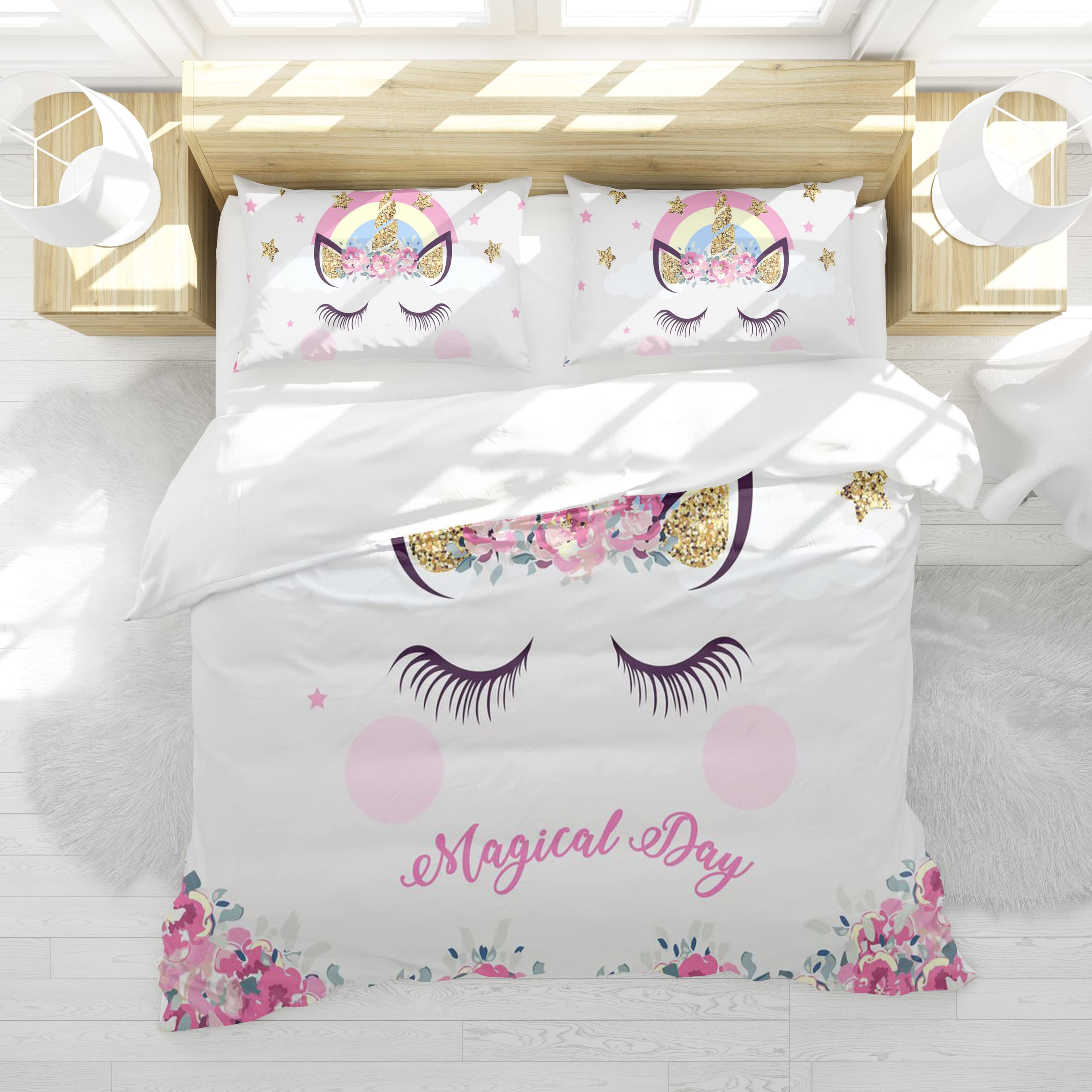 Nici 43658 Stupsi Meinhörnchen Couette Motif Licorne Rose 25