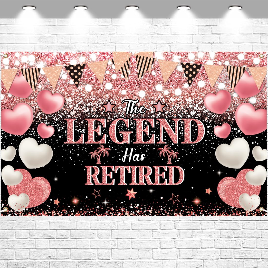 FHGG Happy Retirement Backdrop Banner Party Decorations Black Rose Background for Men Women The Legend Has Retired Supplies Sign 70.8 x 43.3 Inch