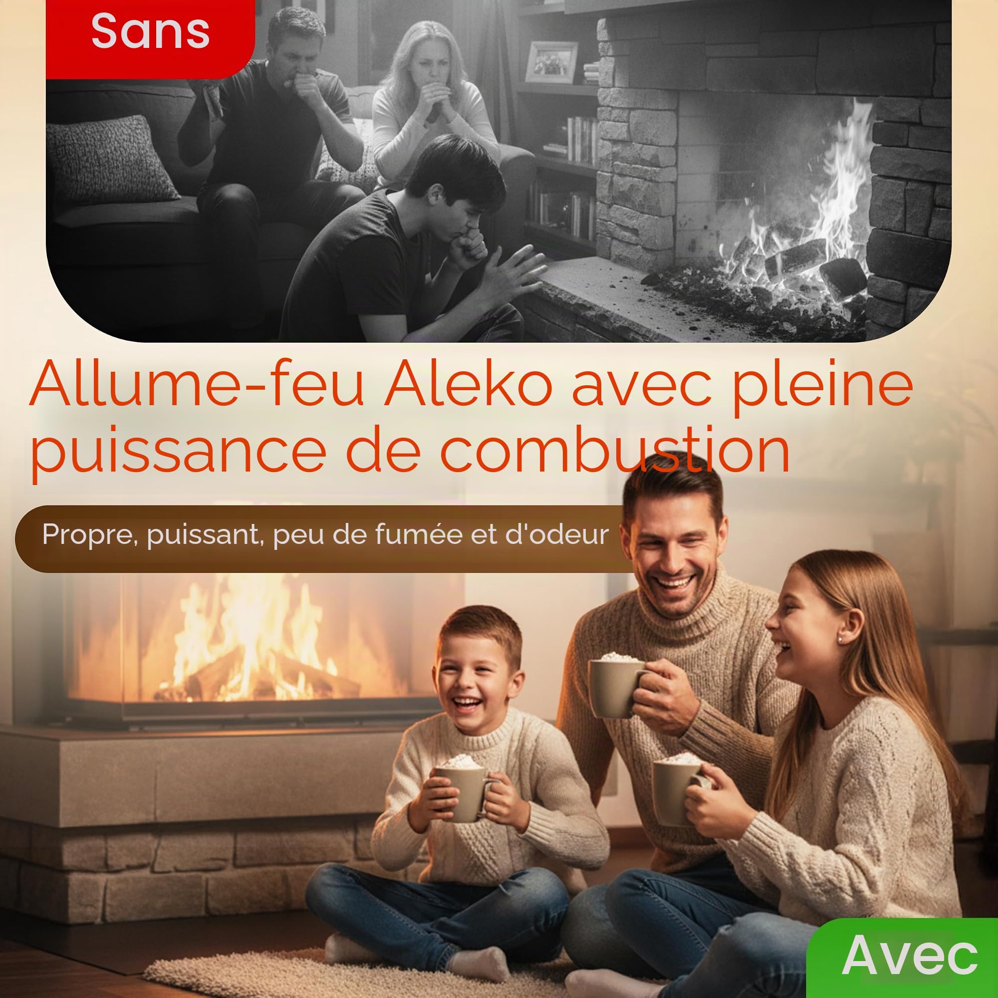 Aleko Parkett Bois de chauffage et d'allumage non traité pour cheminée ou grill Chêne 28 kg