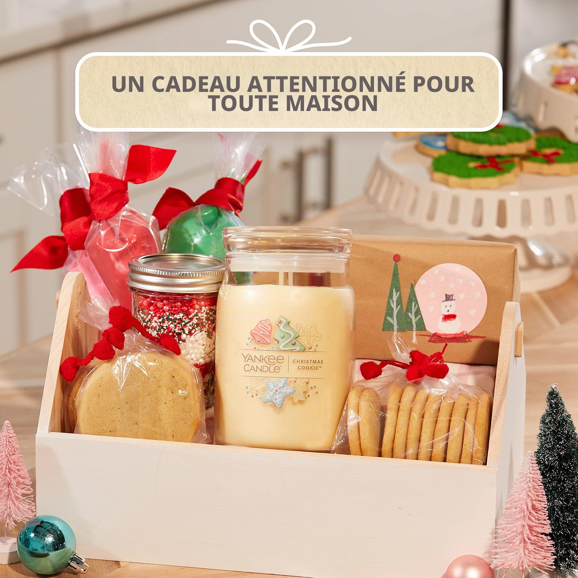 Yankee Candle Signature bougie parfumée Cookie de Noël ; Grande bougie jarre longue durée ; Mélange de cires de soja