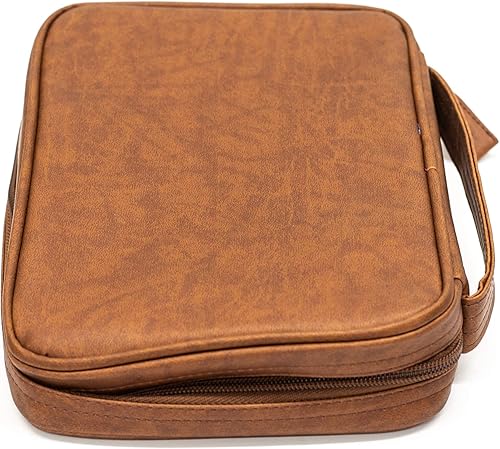 Miniatura 3 de Funda de vinilo para Biblia con diseño de tres cruces, color marrón, tamaño mediano, Marrón