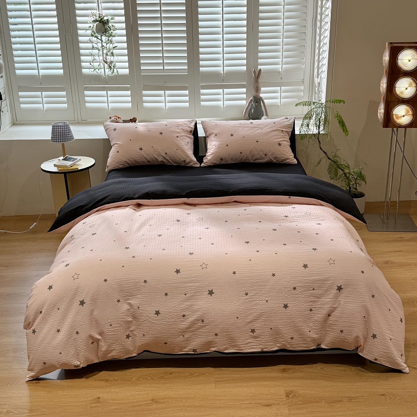 ZIQINPSQ Blush Pink Star Duvet Cover Set Single Size, 1 Pillowcases — image 1