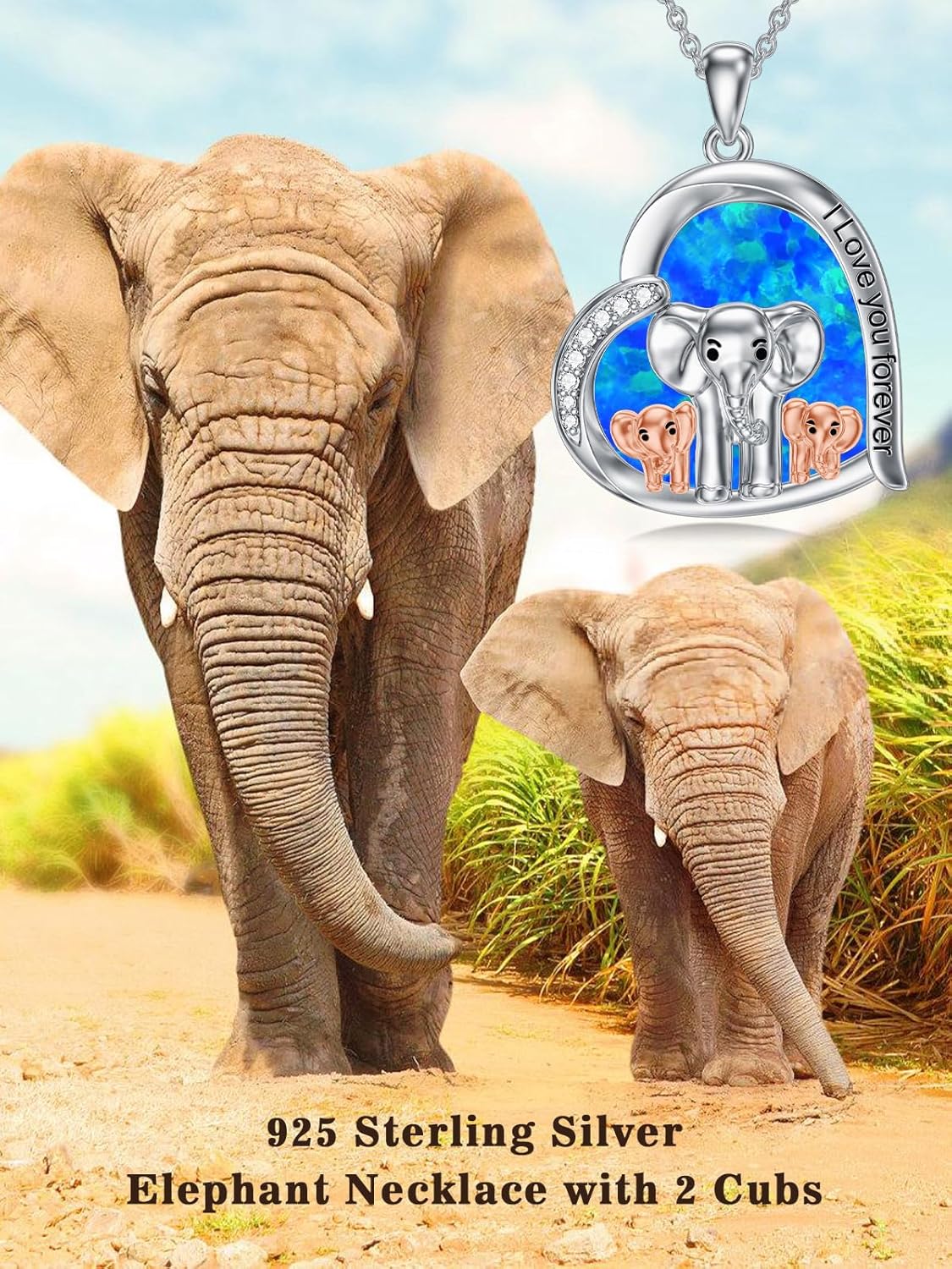 Mom Necklace 925 Sterling Silver Mama Elephant/Sloth/Wolf/Bear Pendant Necklace with 1-5 Cubs Mothers Day Gifts Jewelry for Women - Image 6